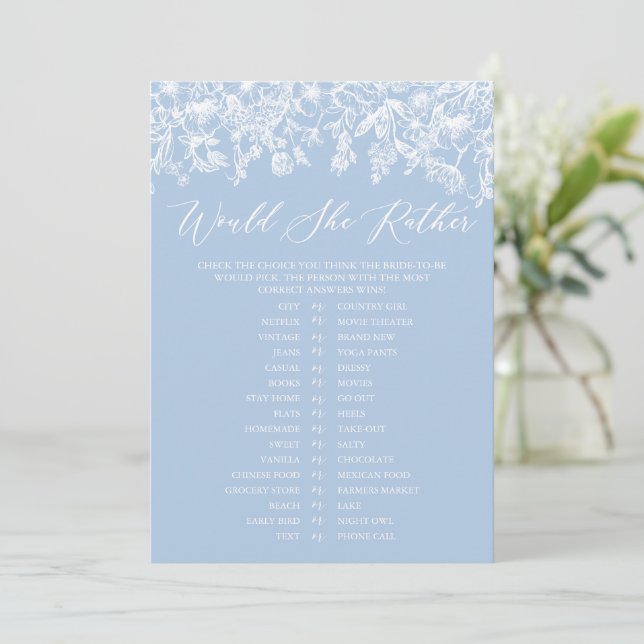 Invitation Poussiéreux Bleu Jeu de Salle de Mariage "Préférer (Debout devant)