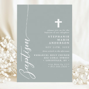 Invitation Poussiéreux Simple Moderne Baptême De Sagesse Scri