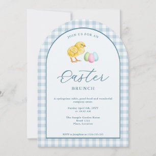 Invitation Poussin et œufs à l'aquarelle brunch de Pâques ble