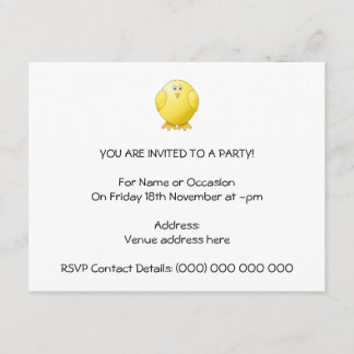 Invitation Poussin mignon. Petit oiseau jaune