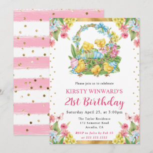 Invitation Poussins et œufs de Pâques Anniversaire 21 ans Pri
