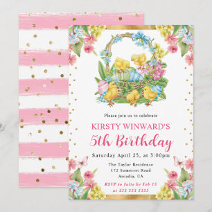 Invitation Poussins et œufs de Pâques Printemps 5e anniversai