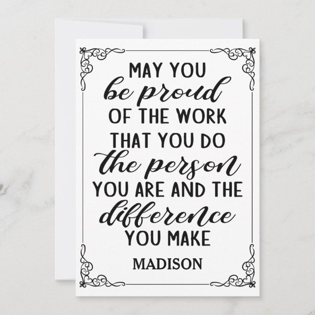 Invitation pouvez-vous être fier du travail que vous accompli (Devant)