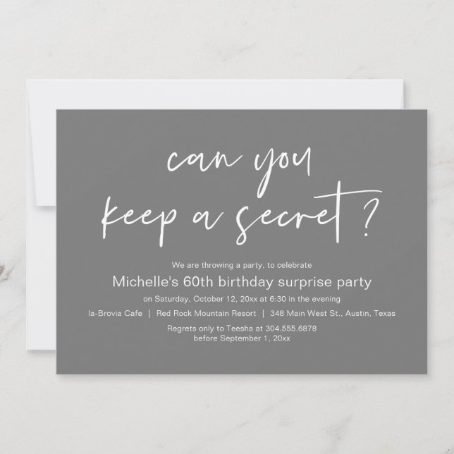 Invitation Pouvez-Vous Garder Un Secret, Surprise Anniversair (Devant)