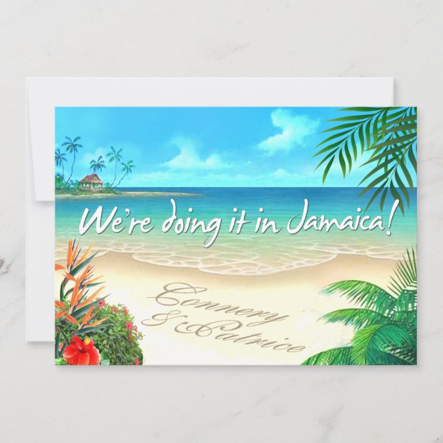Invitation PR Plage exotique Noms de mariage jamaïcain dans l (Devant)