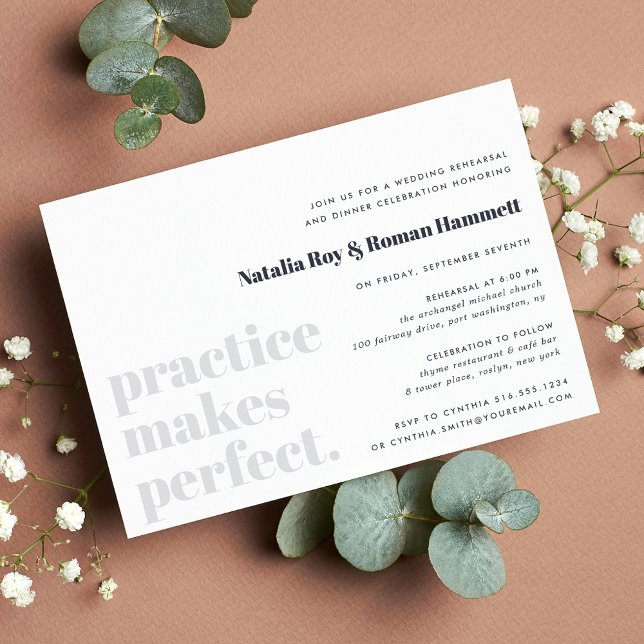 Invitation Practice Makes Perfect | Modern Rehearsal Dinner (Créateur téléchargé)