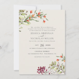 Invitation Prairie de Fleurs Sauvages Élégant Mariage Botaniq