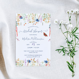Invitation Prairie de fleurs sauvages et papillon Baby Showe