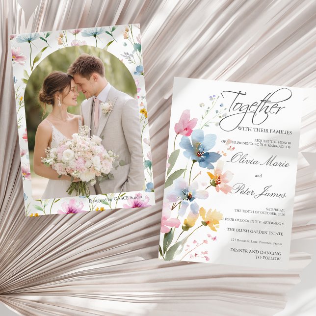 Invitation Prairie de Fleurs Sauvages Mariage à l'Aquarelle (Créateur téléchargé)
