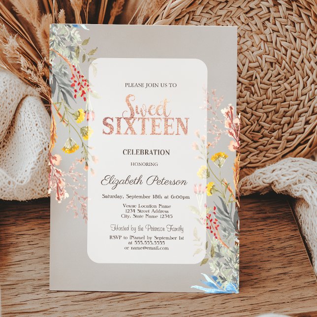 Invitation Prairie de fleurs sauvages printanières séchées Do (Créateur téléchargé)
