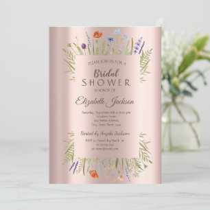 Invitation Prairie de Fleurs Sauvages Rose Gold Mariage