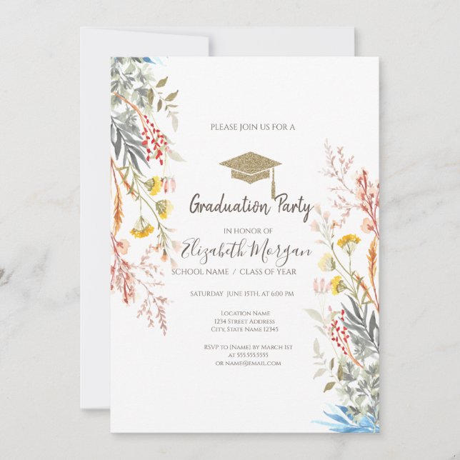Invitation Prairie de Fleurs Sauvages Séchée Diplômée (Devant)