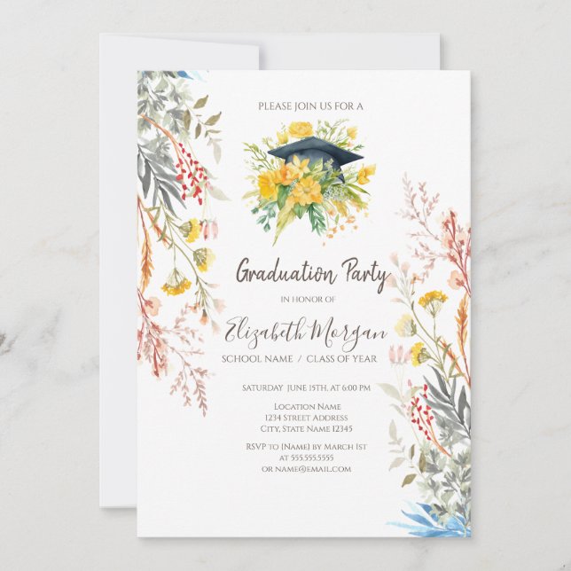 Invitation Prairie de fleurs sauvages séchées Cap de promo di (Devant)