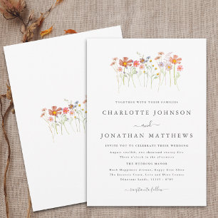 Invitation Prairie de Fleurs Sauvages Terre Cuite Orange Roui