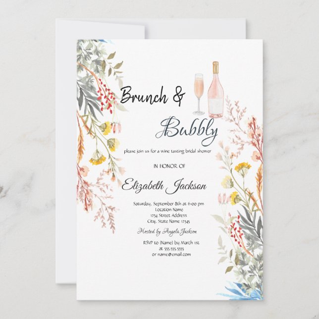Invitation Prairie de Fleurs Sèches Brunch & Bubbly (Devant)