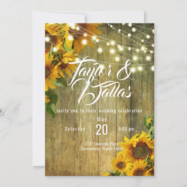 Invitation Prairie de Tournesols | Conception Florale Rustiqu (Devant)