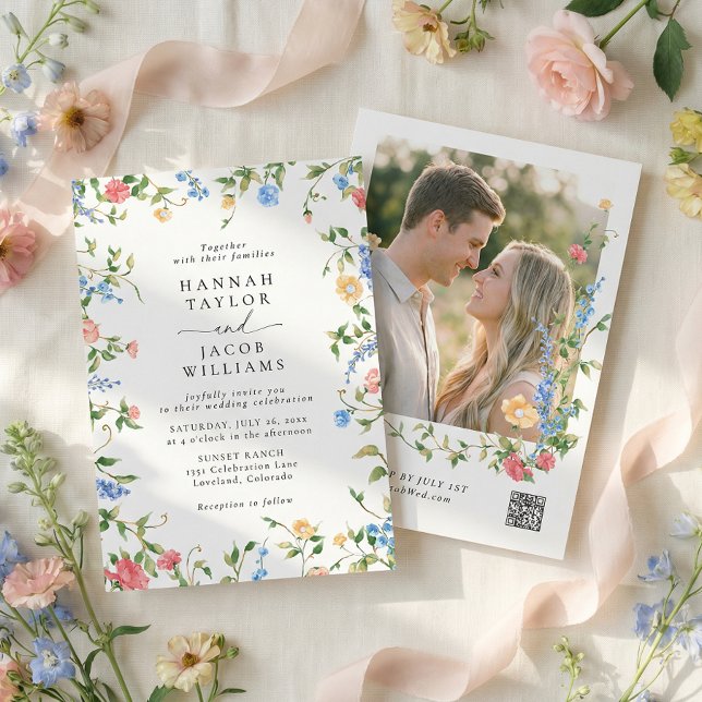 Invitation Prairie fleurie Photo Mariage (Créateur téléchargé)