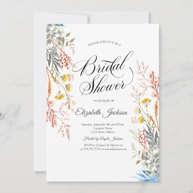 Invitation Prairie printanière de fleurs sauvages Séchée pour (Devant)