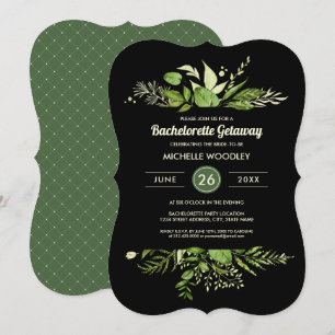Invitation prairie sauvage Green Botanical Bachelorette Par