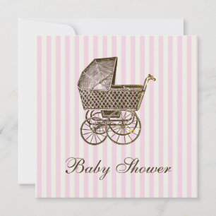 INVITATION PRAM BÉBÉ VINTAGE  BABY SHOWER
