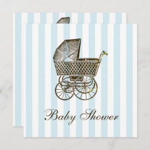 INVITATION PRAM BÉBÉ VINTAGE BABY SHOWER