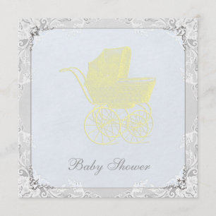 Invitation Pram de transport vintage Baby shower neutre pour