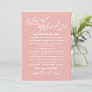 Invitation Pratique Fait Parfait Blush Pink Rehearer Dîner