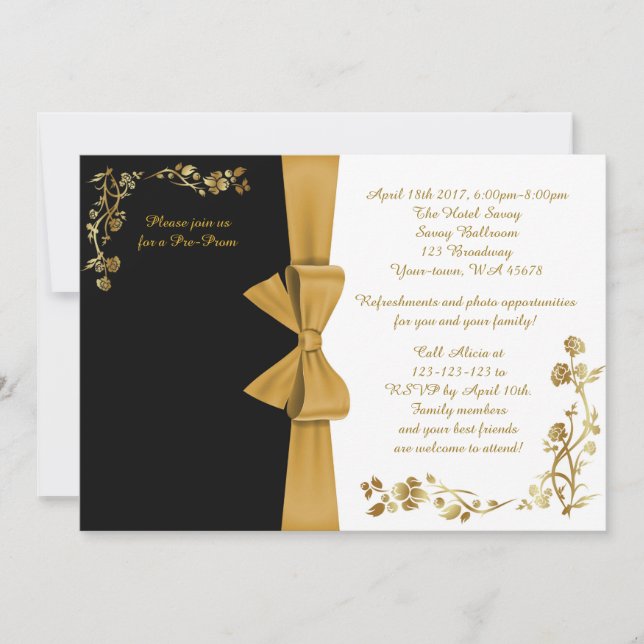 Invitation pré-bal, blanc et noir, RSVP inclus (Devant)