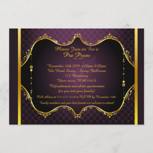 Invitation pré-bal, préprom, Quinceanera, Sweet16