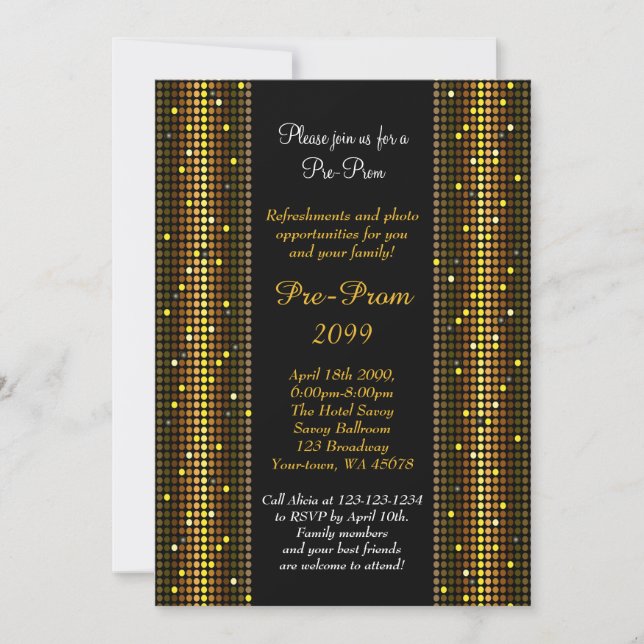 Invitation Pré Prom, Pré Prom, Quinceanera, Sweet-seize, (Devant)