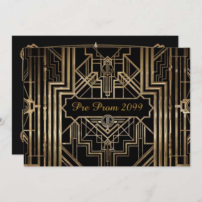 Invitation pré-prom, Quinceanera, Gatsby V3 (Devant / Derrière)