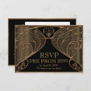Invitation PRE PROM RSVP, Great Gatsby, or sur noir