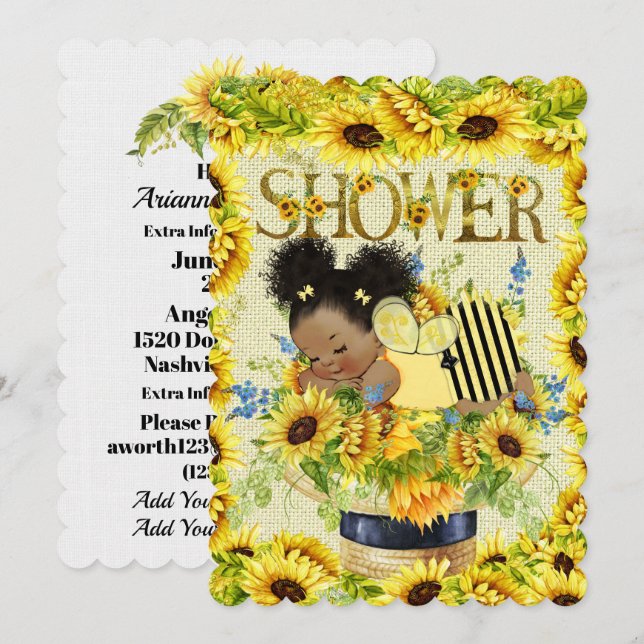 Invitation Précieuse au Baby shower (Devant / Derrière)