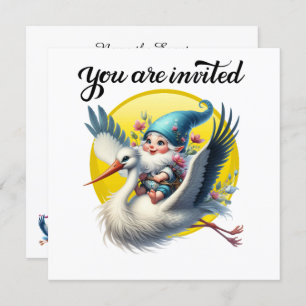 Invitation Précieux cigogne et Gnome