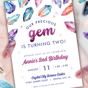 Invitation Precious Gem Girls 2e Birthday Crystal