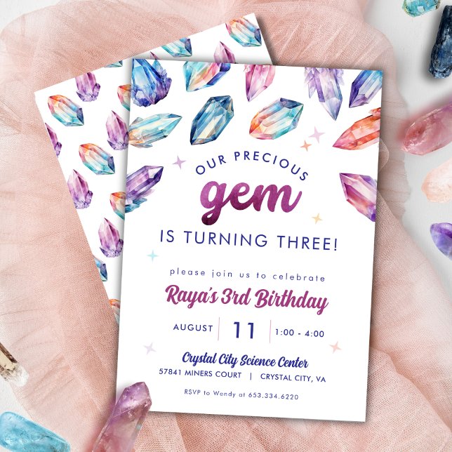 Invitation Precious Gem Girls 3e Birthday Crystals (Créateur téléchargé)