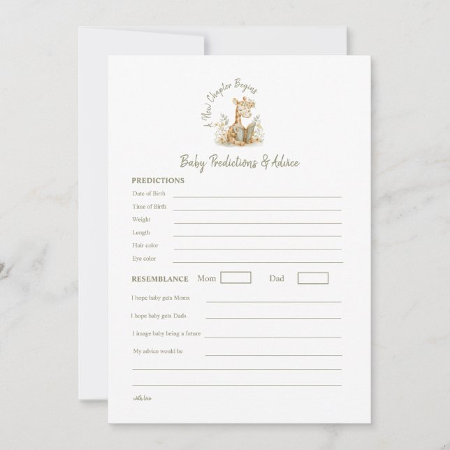 Invitation Prédiction Bébé Jeu Un Nouveau Chapitre Commence (Devant)