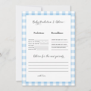Invitation Prédictions Bébé Gingham Bleu II