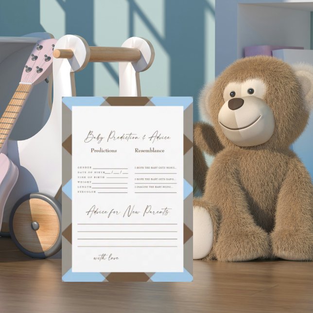 Invitation Prédictions de bébé sous la douche en vichy bleu e (Créateur téléchargé)