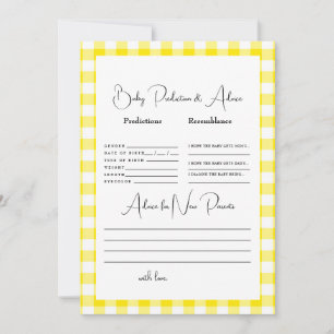 Invitation Prédictions En vichy bébé jaune