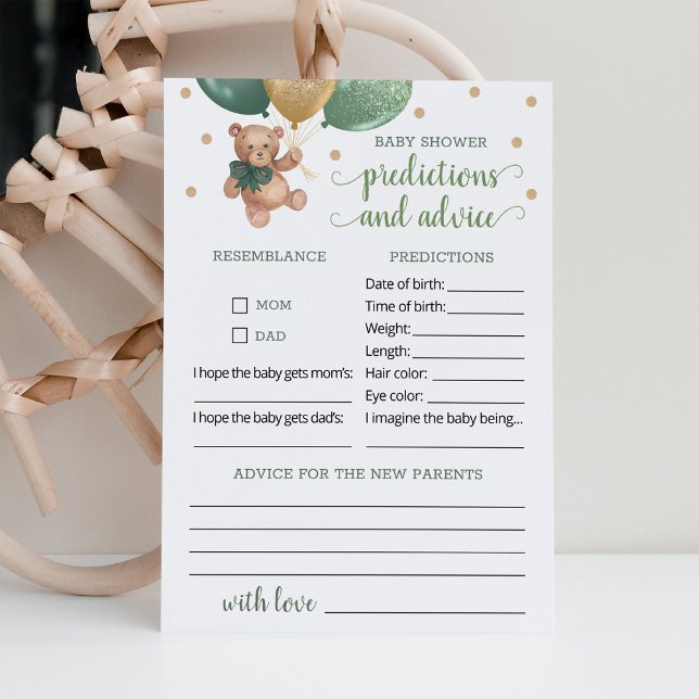 Invitation Prédictions et conseils pour bébé Baby shower Tedd (Créateur téléchargé)