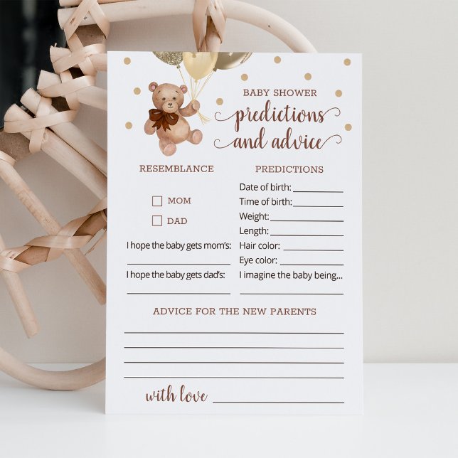 Invitation Prédictions et conseils pour bébé Baby shower Tedd (Créateur téléchargé)