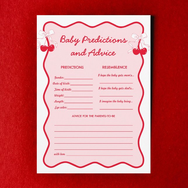 Invitation Prédictions et conseils pour bébés Cherry Baby Sho (Créateur téléchargé)