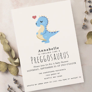Invitation Preggosaurus Cute Funny Dinosaur Baby Boy douche