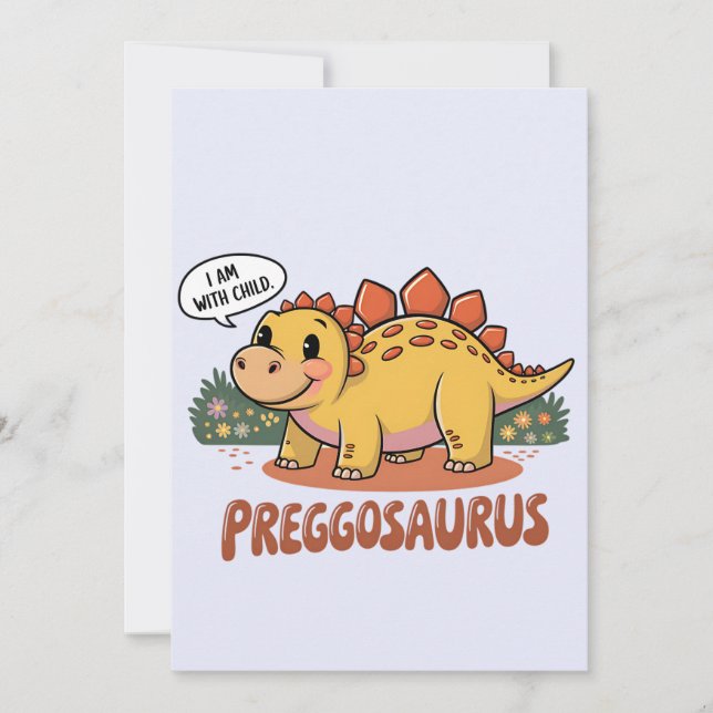 Invitation Preggosaurus Je Suis Enceinte Dinosaure De Grosses (Devant)