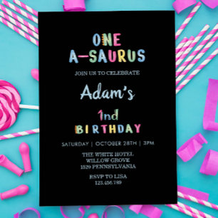 Invitation Premier 1er anniversaire Simple Noir