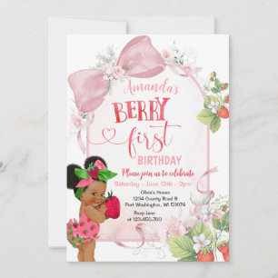 Invitation Premier anniversaire à la fraise Berry Sweet Birth