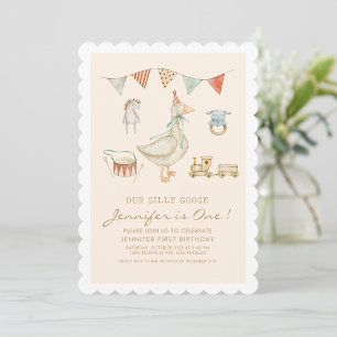 Invitation Premier anniversaire à motifs en coquille d'un jar