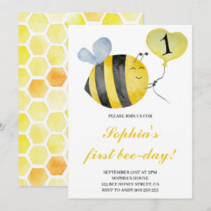 Invitation Premier anniversaire abeille miel abeille