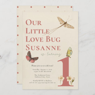 Invitation Premier Anniversaire Amour Bug Baby Girl Invitatio